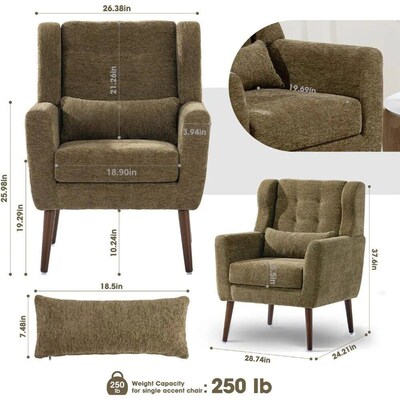 Accent Chairs Set of 2 for Living Room,Chenille Upholstered