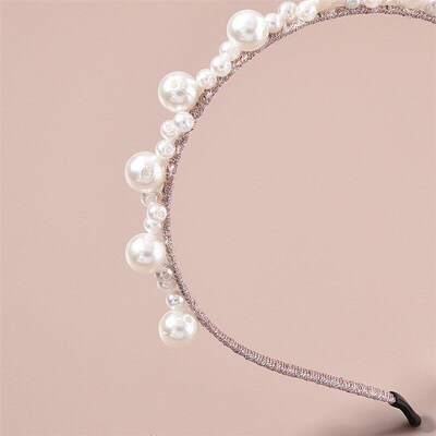 Pink Ribbon Pearl Fishing Line Wrapped Headband for Everyday