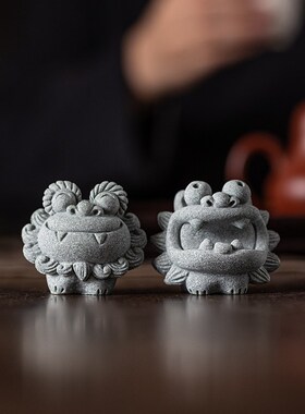 创意可爱小狮子卡通茶宠茶玩摆件国潮风狮爷笔架鱼缸造景桌面装饰