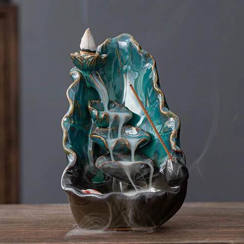 Lotus Lotus Lotus waterfall back incense Furnace handicaft B