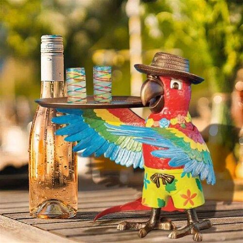 Parrot Butler Sculpture Drink Serving Parrot Butler