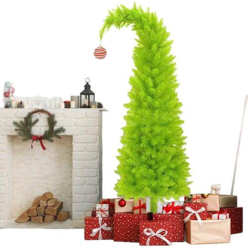 Artificial Christmas Tree PVC Material Crooked Neck Santa Ha