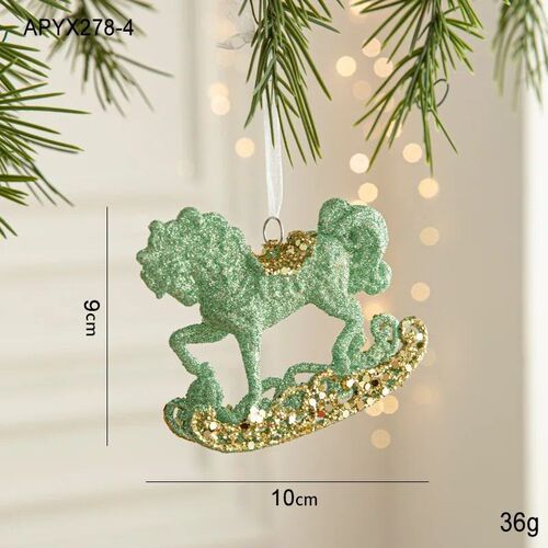 Green  Christmas  Ornaments, Xmas Tree Decorations, Plastic