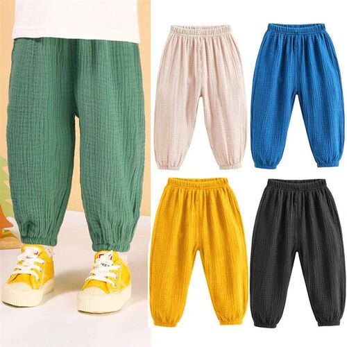 Summer Korea Children Pants Casual Girls Boys Cotton Linen S
