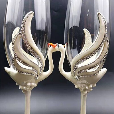 2Pcs Creative Wedding Champagne Glass Pair Cocktail Wine Gla