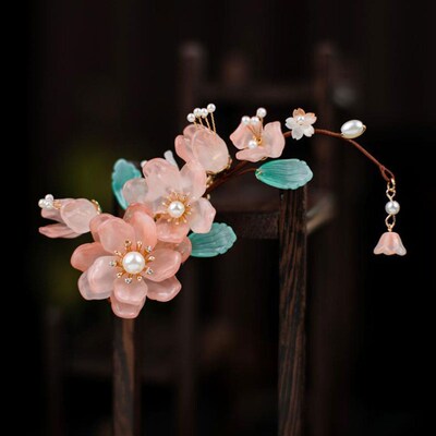 Fairy Hair Clips Hairpins For Women Pink Flower Tassel Barre