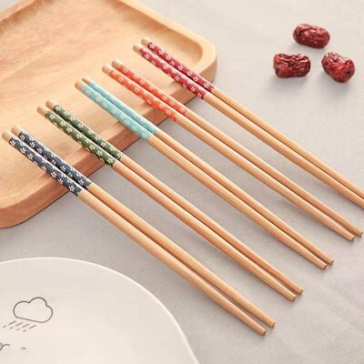 Handmade Bamboo Chopsticks with Cherry Blossom Design, Korea