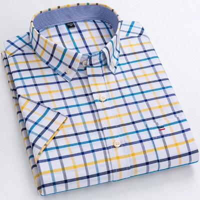 Plus Size Men Short Sleeve Oxford Shirts Cotton Summer New F
