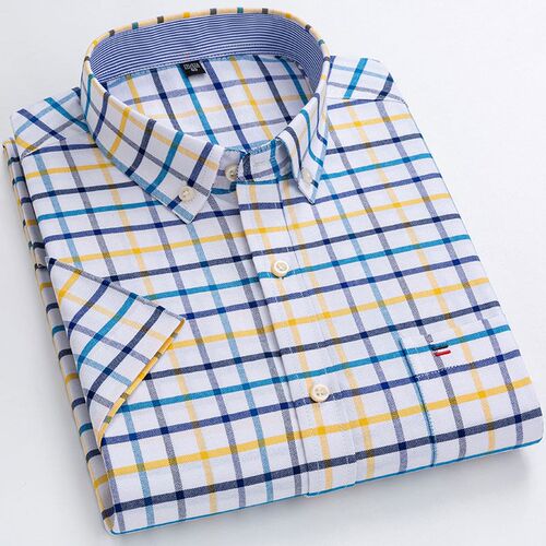 Plus Size Men Short Sleeve Oxford Shirts Cotton Summer New F
