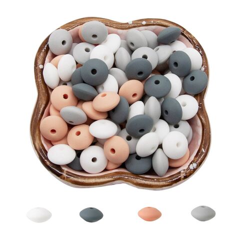 Cute-idea 20pcs Silicone Beads Lentil 12mm Perle Silicone Te