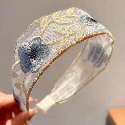 1/3pcs Elegant Chiffon Embroidery Flower Hairband  Sweet F