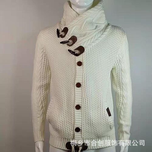 Mens 2025 Fall Winter Sweater Knitted Coat High Collar Butto