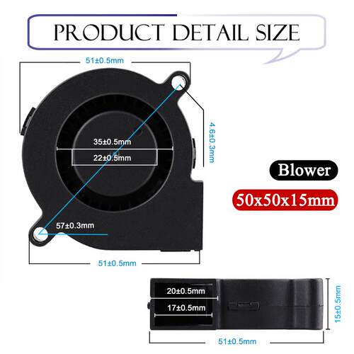 2PCS Gdstime 5015 50mm DC 24V 12V 5V 2Pin Ball/Sleeve Bearin