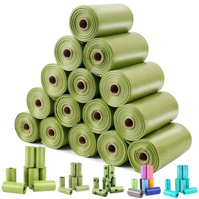 8PCS/ Roll Biodegradable Dog Poop Bags Bulk Biobase Scented