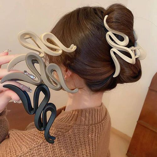 Solid Color Acrylic Wave Hair Claws for Women Simple Korean