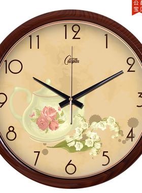 康巴丝挂钟客厅电子家用大气数字挂表简约卧室时尚超静音电波时钟