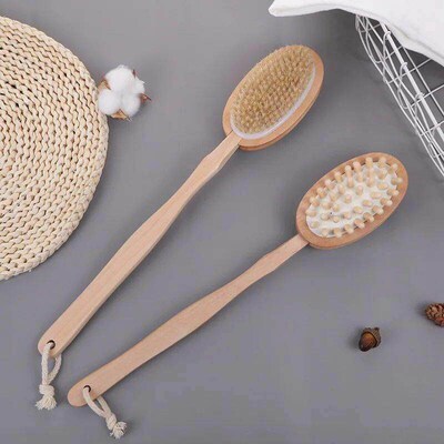 Dry Skin Wood Body Brush Exfoliation Natural Bristle Back Br