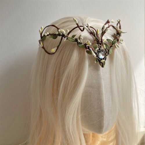 Moon Woodland Headband Tiara with Branches Fairy Crown Elf C