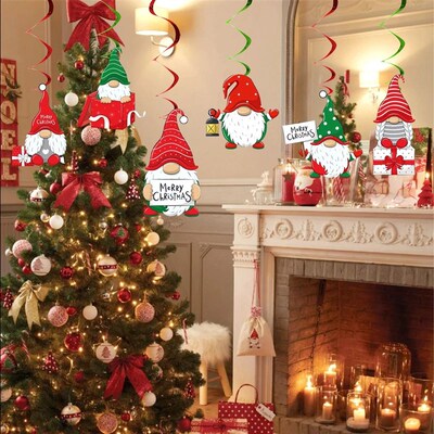 6pcs Christmas Foil Spiral Pendant Ceiling Hanging Garlands