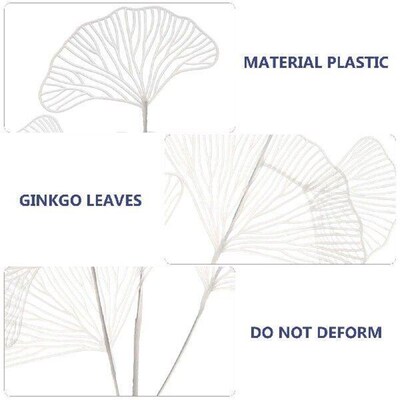2 Pcs Simulated Ginkgo Plastic Leaves Decor Artificial