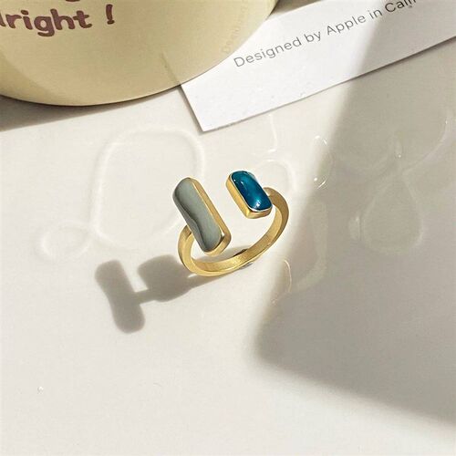 French Retro Romantic Matching Enamel Glaze Blue Color Open