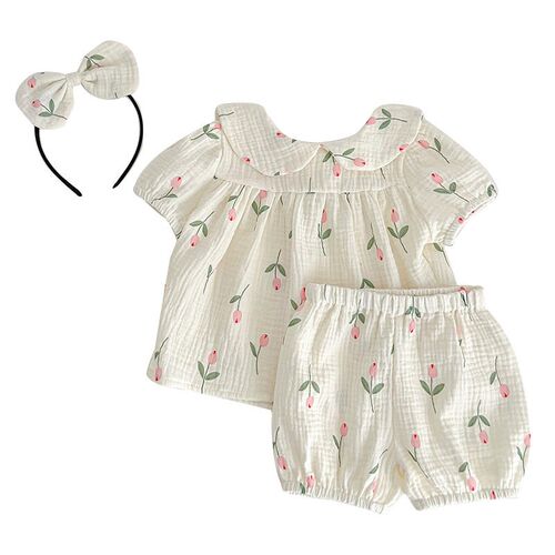 2025 Babys Short-sleeved Fart Wrap Gauze Triangle Climbing