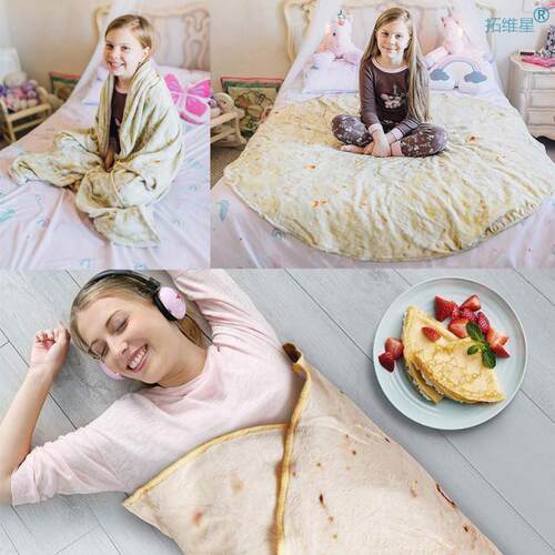 Realistic Food Taco Burrito Tortilla Blanket Soft Flannel