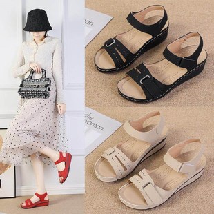 Women Sandals Soft Stitching Ladies Comfortable Flat Open To