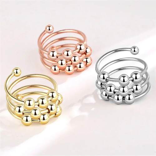 2024 Fashion Beads Anxiety Ring Fidget Spinner Rings Korea C