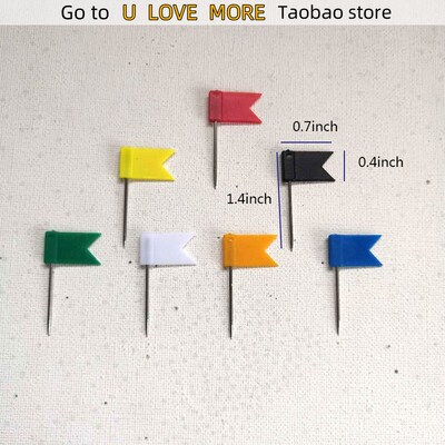 100pcs Mixed Color Flag Push Pins Nail Thumb Tack Map Drawin
