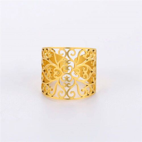 Cazador Vintage Flower Filigree Ring for Women Stainless Ste