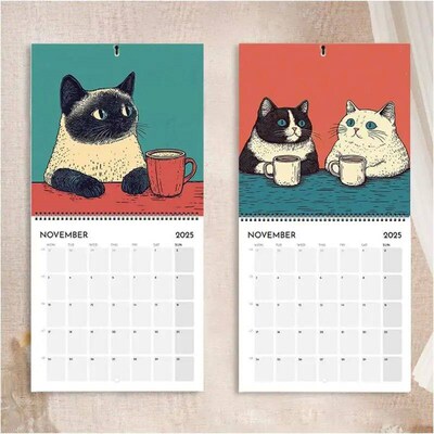 Wall Calendar Cat Design 2025 Monthly Hangable Wall Calendar