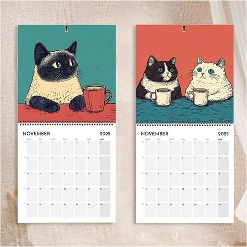 Wall Calendar Cat Design 2025 Monthly Hangable Wall Calendar