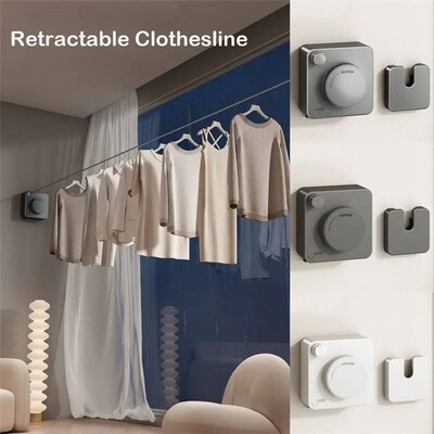 4.8m Retractable Clothesline Invisible Non-Sagging Clothes H