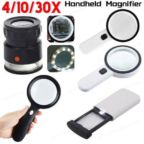 4/10/30X Pocket Magnifier with 12 LED UV Light Illuminated