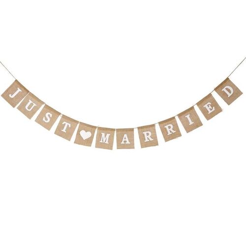HOT Jute Burlap Bunting Rustic Just Married Mr Mrs Wedding