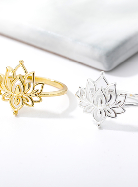 Vintage Lotus Rings for Women Girls Cuff Ring Promise ring S