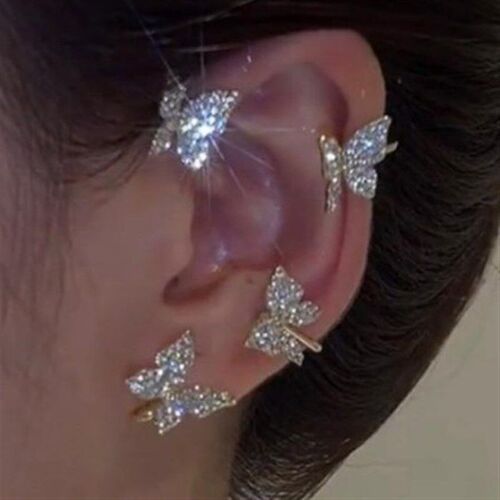 Diamond Super Sparkling Butterfly Earring Ear Cuff without P