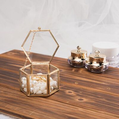1PC Geometrical Clear Glass Jewelry Box Jewelry Organize Hol