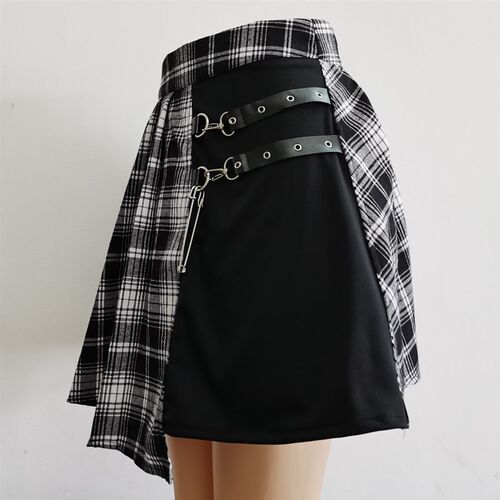 Gothic Sweet Women Pleated Skirt Fashion Plaid Mini High Wai