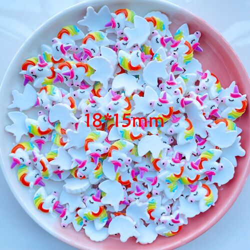 20 Pcs New Cute Resin Mini Cartoon Unicorn Flat Back Cabocho