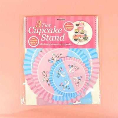 Gender Reveal Party Cupcake Stand Boy or Girl 3-Tier Disposa