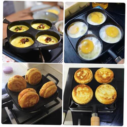Fried egg burger Fried pan Breakfast pancake pan four hole F