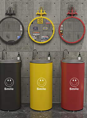 工业风洗手台不锈钢洗手盆复古立柱商用庭院洗手池酒吧个性洗脸盆