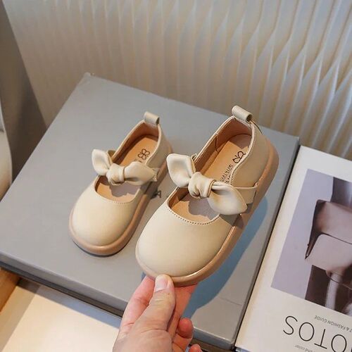 Girls Leather Shoes 2023 Spring Autumn New Baby Girls Bow Fa
