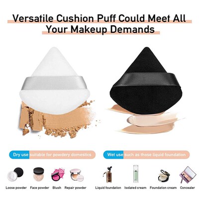 2/6Pcs Triangle Powder Puff Face Makeup Sponge Soft Velvet C