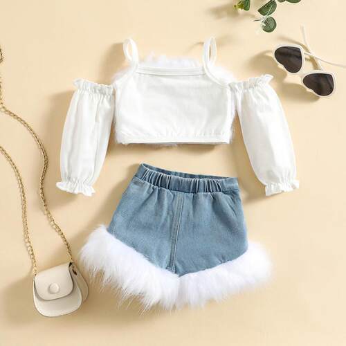 0-4Y Kids Girls Autumn Clothes Set Baby Off Shoulder Long Sl