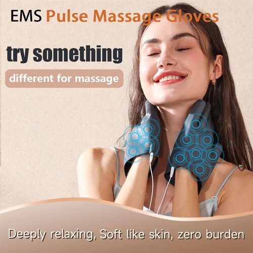 Electric Pulse Massage Gloves With Remote Controller, EMS TE