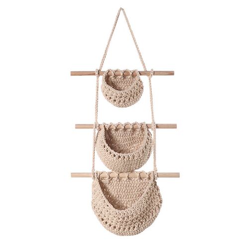 Hanging Fruit Basket Vegetable Storage Handmade Woven Jute