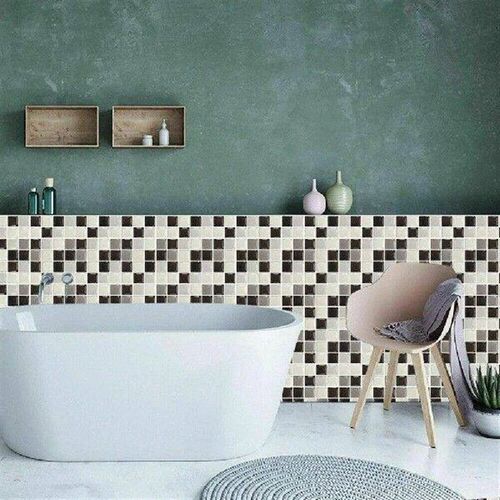 10Pcs Mosaic Wall Sticker Retro PVC Waterproof Tile